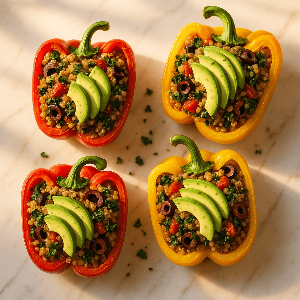 Mediterranean Stuffed Bell Peppers with Quinoa and Avocado