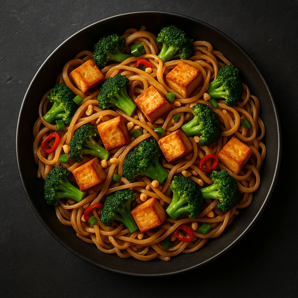 Vegetarian Pad Thai with Tofu & Broccoli