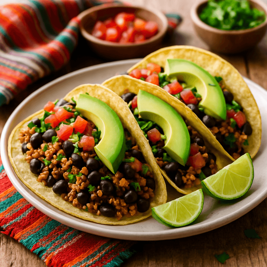 Vegan Quinoa and Black Bean Tacos with Lime Avocado