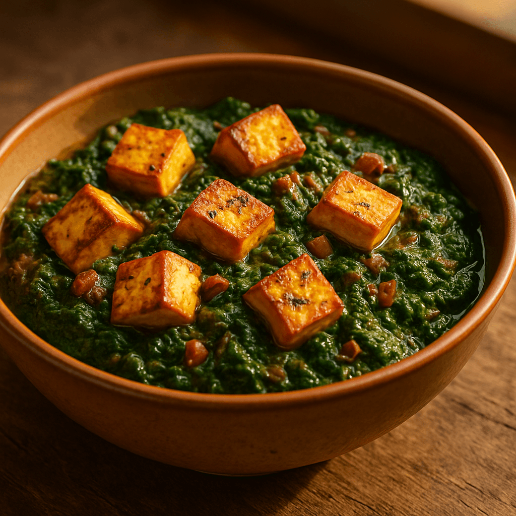 Spiced Tofu Palak with Aromatic Spinach