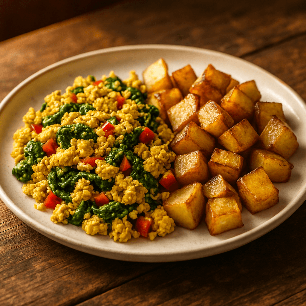 Vegetarian Breakfast Scramble with Roasted Potatoes
