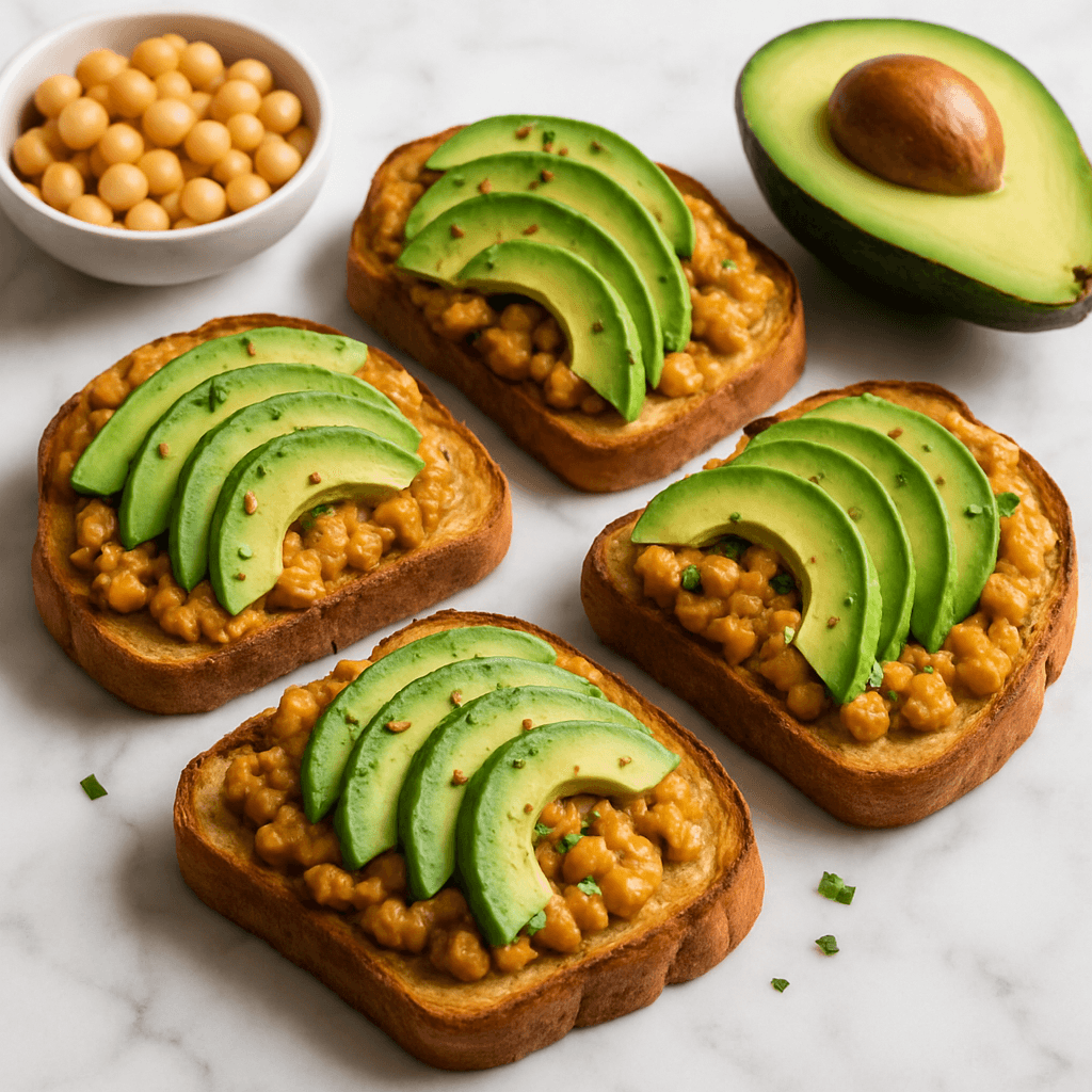 Vegan Savory Avocado Toast with Chickpea Mash